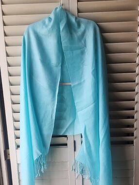 Tiffany Blue Fringe Pashmina Shawl